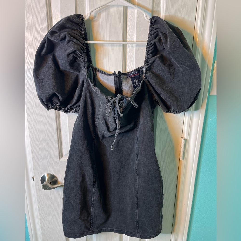 Black denim dress, size large
